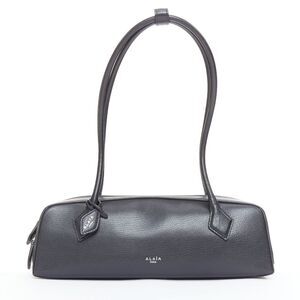 ALAIA Le Teckel black leather elongated long handle double zip bag